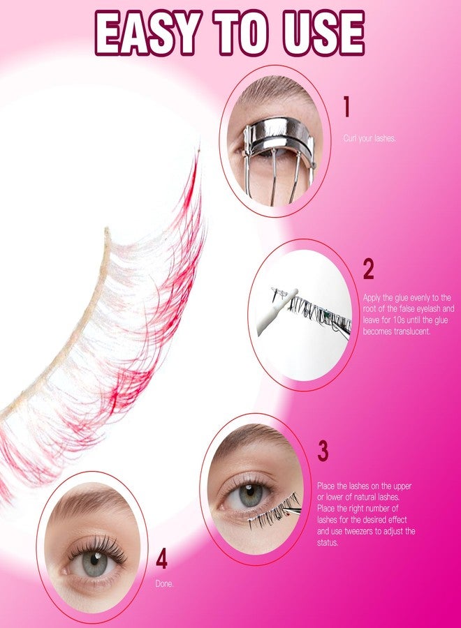 BERSHNOR White Red Lashes Color White & Red False Eyelashes for Cosplay Makeup Natural Looking - Image 5