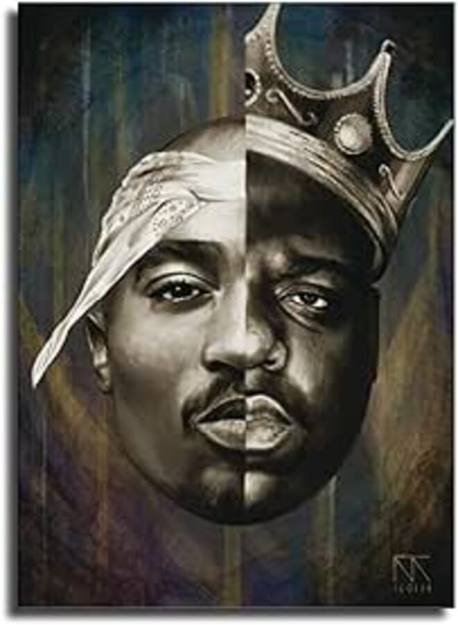 Biggie & Tupacs Notorious Hip-Hop Rapper, Music Legend Poster Decorative Painting Canvas Wall Art Living Room Posters Bedroom Painting 16x24inch(40x60cm)