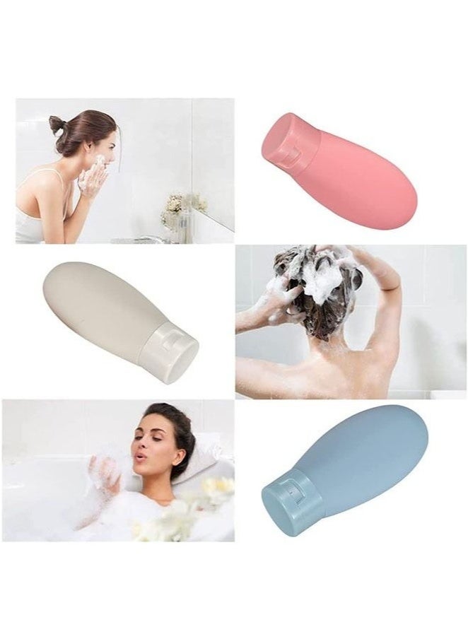 مجموعة زجاجات سفر من 3 قطع، عبوات زجاجات سفر سعة 60 مل مع حقيبة تخزين، زجاجات بلاستيكية صغيرة فارغة قابلة للضغط لمستحضرات التجميل والشامبو والبلسم أثناء السفر - Image 3