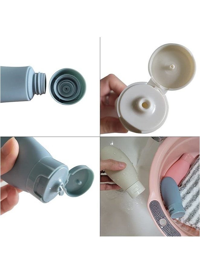 مجموعة زجاجات سفر من 3 قطع، عبوات زجاجات سفر سعة 60 مل مع حقيبة تخزين، زجاجات بلاستيكية صغيرة فارغة قابلة للضغط لمستحضرات التجميل والشامبو والبلسم أثناء السفر - Image 4