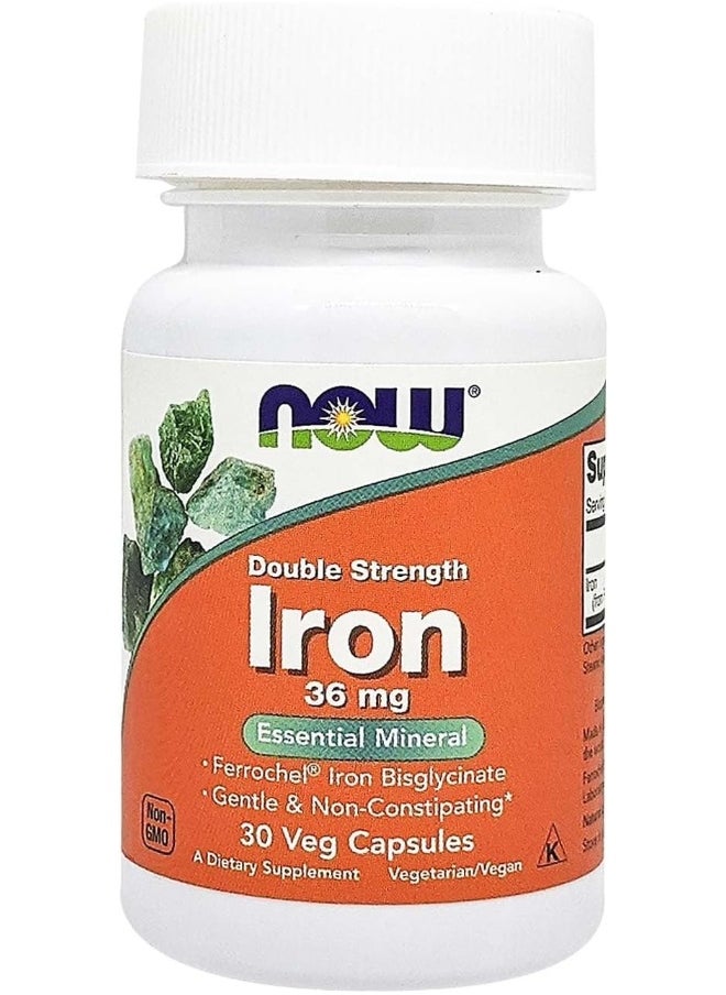 now - Foods - Iron Double Strength Essential Mineral 36 Mg 30 Veg Capsules - Image 1