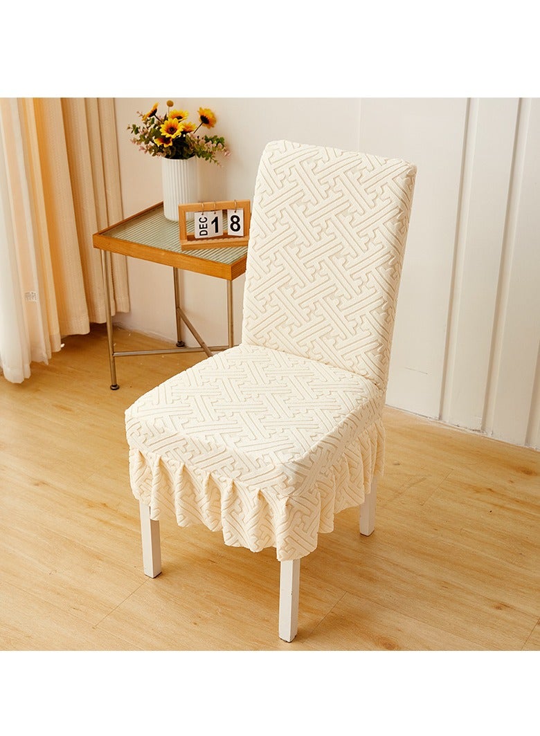 general 2 pcs skirted dining chair cover, jacquard elastic dining chair cover, washable, removable, washable dining room furniture cover, universal size stretch stool cover - Image 1