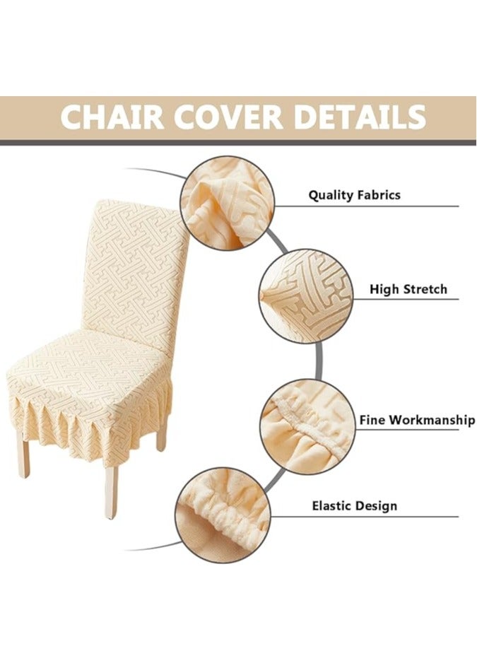 general 2 pcs skirted dining chair cover, jacquard elastic dining chair cover, washable, removable, washable dining room furniture cover, universal size stretch stool cover - Image 2