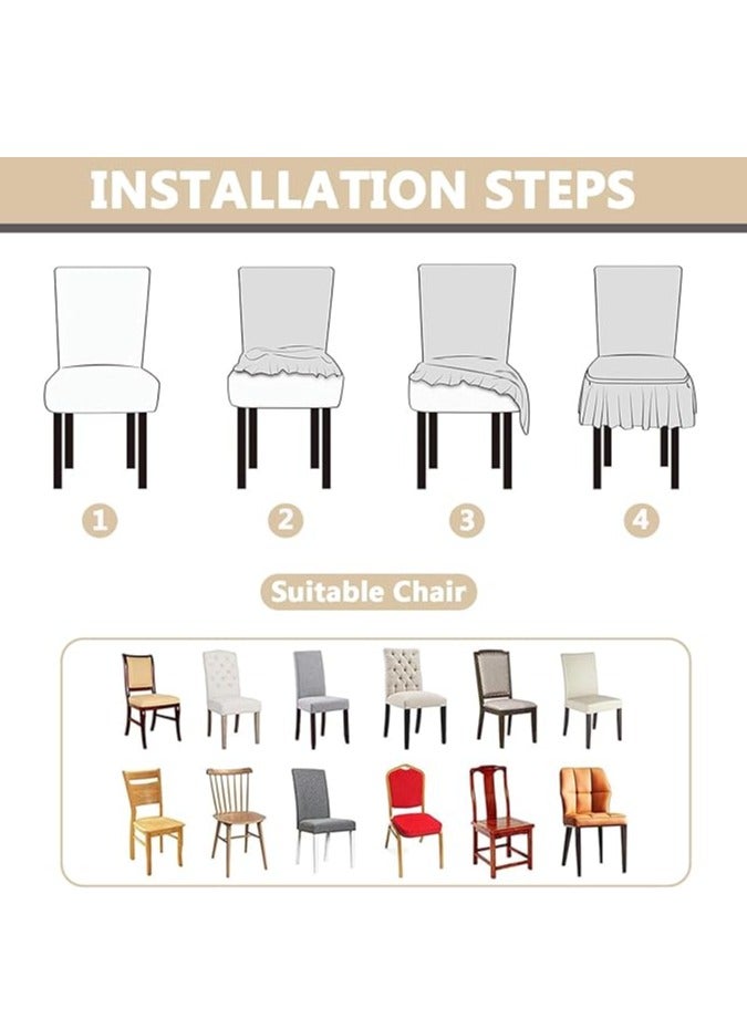 general 2 pcs skirted dining chair cover, jacquard elastic dining chair cover, washable, removable, washable dining room furniture cover, universal size stretch stool cover - Image 5