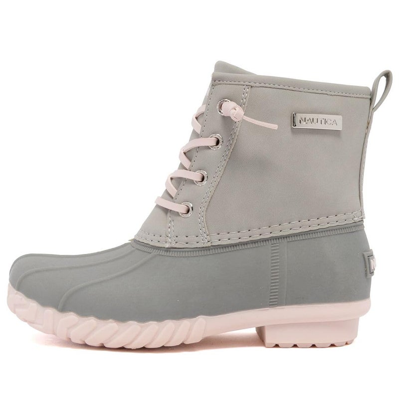 Nautica Youth Girls Duck Boots â€“ Waterproof Insulated Winter Snow Boots with Cozy Lining, Side Zipper, and Durable Non-Slip Sole for Cold Weatherâ€“Truettâ€“Light Grey Size-5 - Image 2