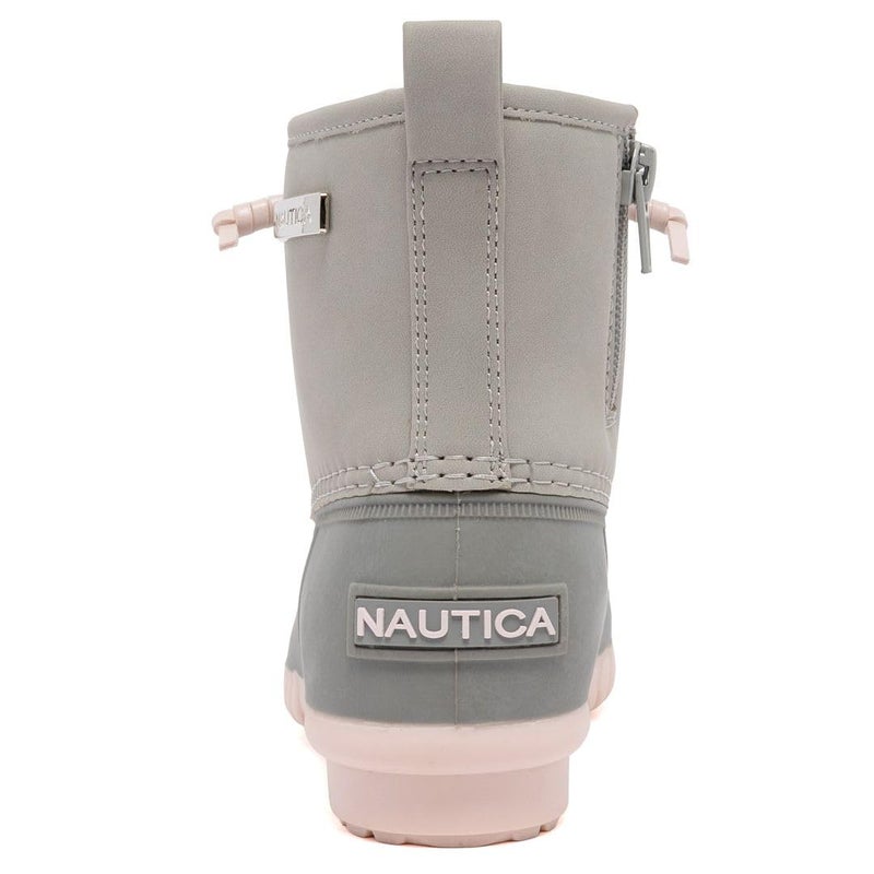 Nautica Youth Girls Duck Boots â€“ Waterproof Insulated Winter Snow Boots with Cozy Lining, Side Zipper, and Durable Non-Slip Sole for Cold Weatherâ€“Truettâ€“Light Grey Size-5 - Image 3