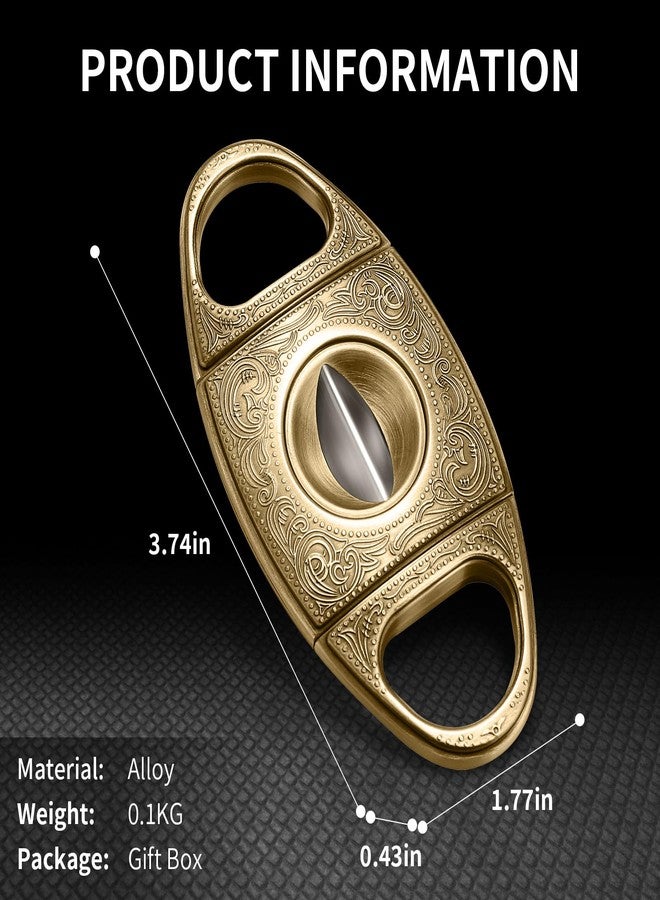 HANCIGAR V-Cut Cigar Cutter Stainless Steel Vintage Carved Cigar Guillotine Scissors Sharp Edge with Gift Box (Bronze) Gifts for Men - Image 4