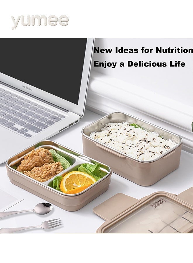 yumee Bento Box, Lunch Box with Insulated Bag, Ice Pack & Cutlery – Stainless Steel Thermal Food Container, Leak-Proof with Double Seal – Ideal for Office, School, Travel & Outdoor Meals - Image 3