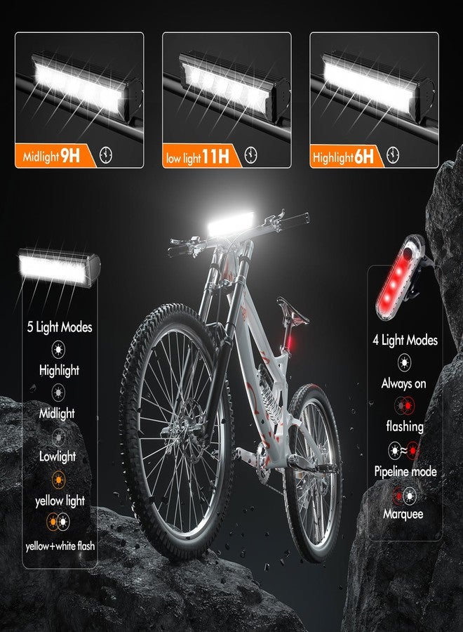 ACRUNU Bike Lights for Night Riding Rechargeable 8000 Lumens Bicycle Lights Front and Rear 5 Adjustable Modes 3 Bike Headlight and Tail Light Set Modes for Cycling (FYCQD01-BK-XY) - Image 3