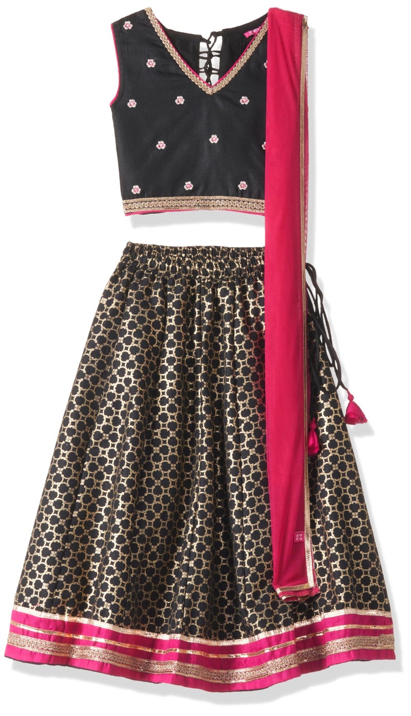Biba Girls Black Polyester Lehenga Set_8-9 Year - Image 4
