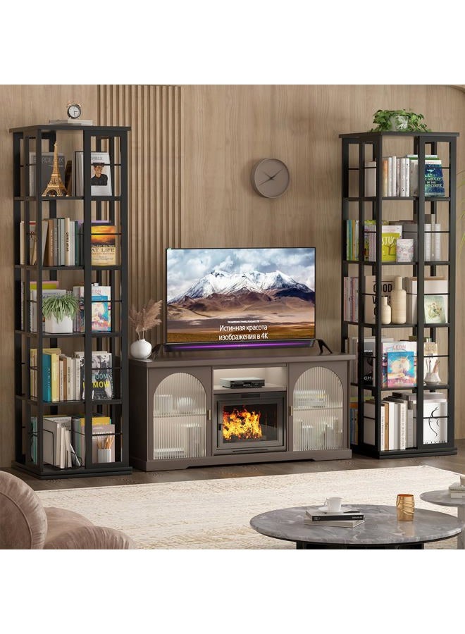 Aheaplus Rotating Bookshelf, Corner Bookcase, 360 Display Wood Spinning Bookshelves, Floor Standing Bookcases Narrow Shelf, 5 Tiers, Black - Image 4