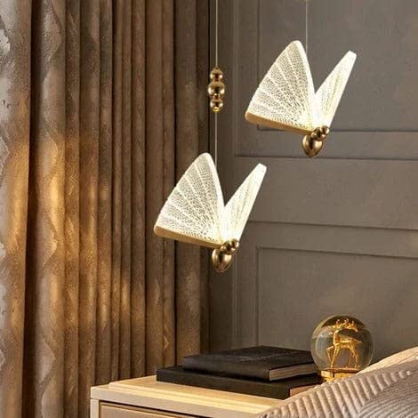 Harold Electricals Glass Home Decorative Butterfly Hanging Pendant Light for Bedroom, Living Room, Café, Kitchen Island, Balcony with Inbuilt LED Chip -(Pack of 2) - Image 1