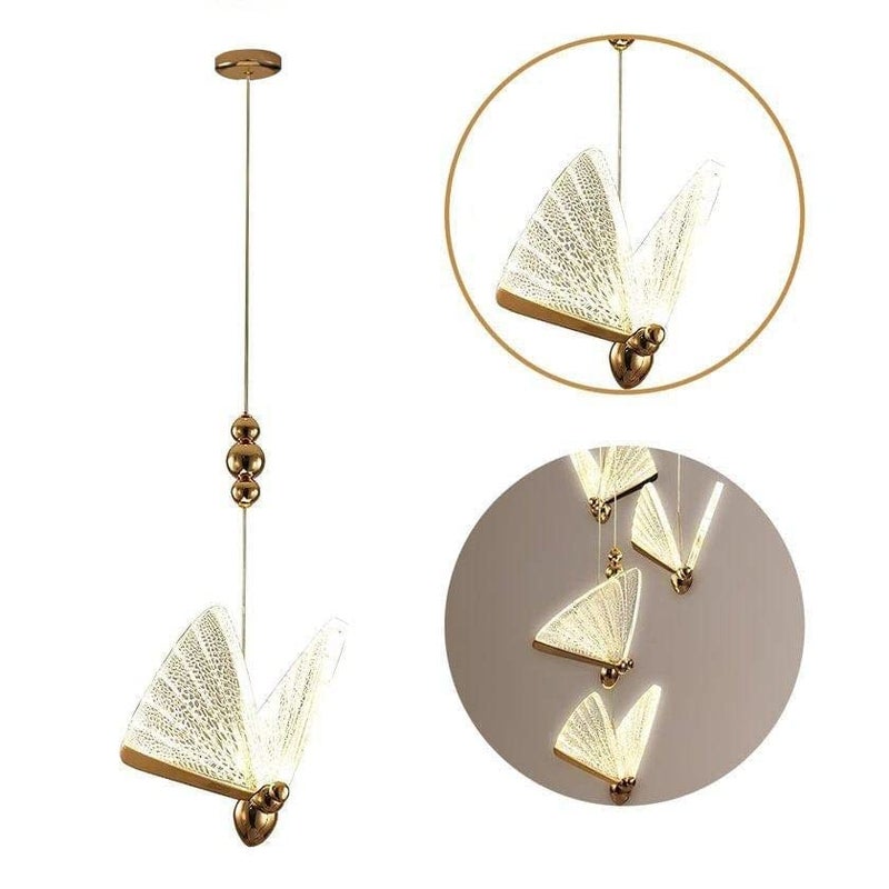 Harold Electricals Glass Home Decorative Butterfly Hanging Pendant Light for Bedroom, Living Room, Café, Kitchen Island, Balcony with Inbuilt LED Chip -(Pack of 2) - Image 5