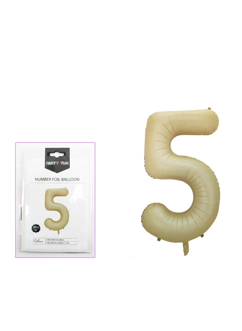 PARTY FUN Foil Number Balloon 16" No.5 Oat Color  - Image 1