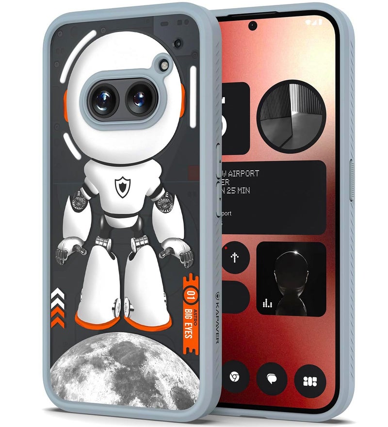 KAPAVER Thermoplastic Polyurethane Astro Big Eyes Back Cover Case For Nothing Phone 2A 5G / Nothing Phone 2A Plus 5G (Astro Gray) - Image 1