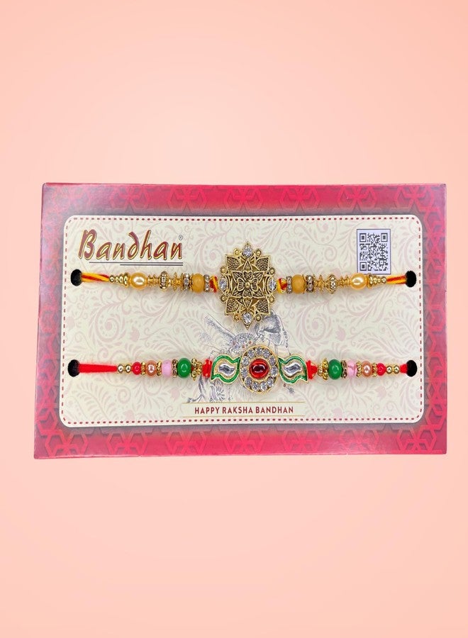 BANDHAN سلة هدايا باندان راخي أقل من 500 | عبوة من 2 راخي و1 محفظة| مجموعة راخي للأخ وبهابي | مجموعة راكشا | مجموعة رخشاباندان للأخ | مجموعة راخي الخاصة للأخوة - Image 4