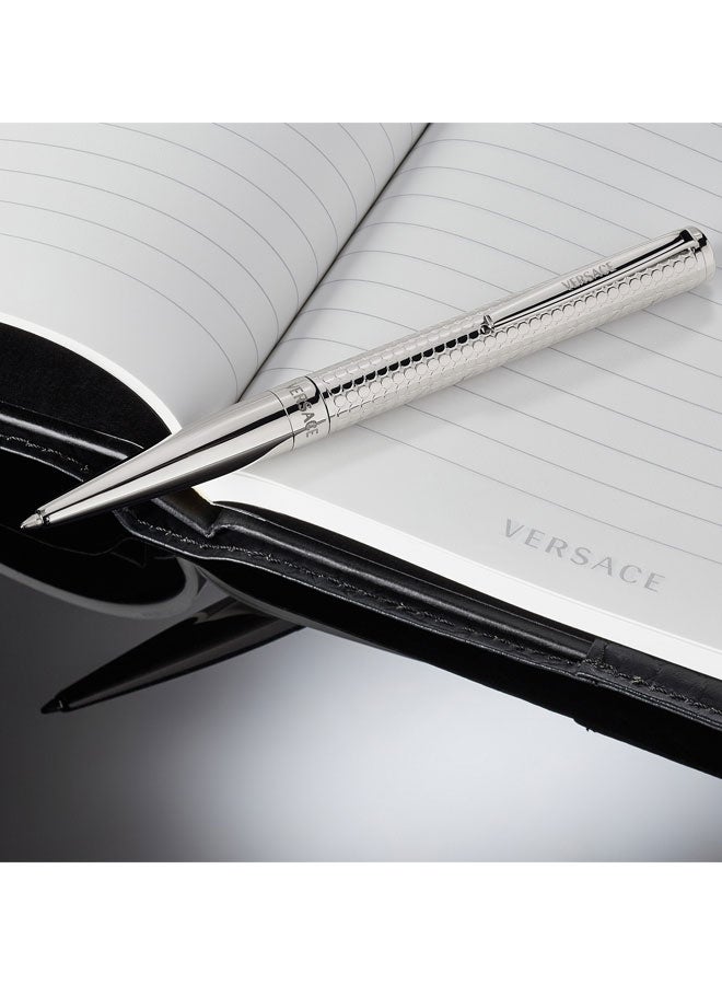 VERSACE Pirene Black Silver Stainless Steel Pen with Blue Ink for Men - Image 5