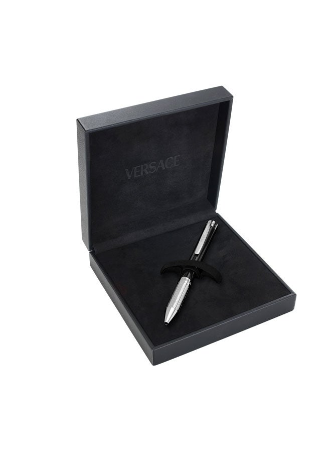 VERSACE Pirene Black Silver Stainless Steel Pen with Blue Ink for Men - Image 4