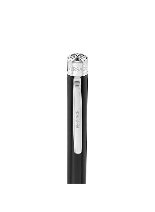 VERSACE Pirene Black Silver Stainless Steel Pen with Blue Ink for Men - Image 3