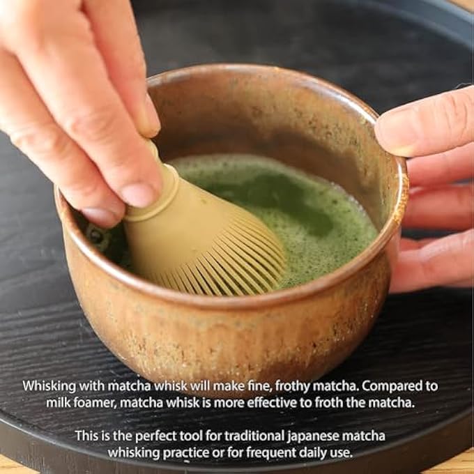 OUGETHER Resin Matcha Whisk Chasen Brush Tools For Matcha Green Tea Powder Reusable Powder Whisk Prepare Japanese Matcha Tea YellowSet - Image 5