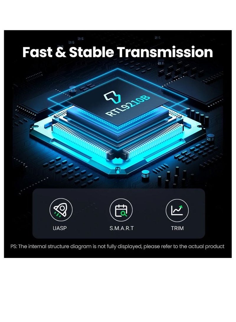 M2 SSD Case M.2 NVMe SATA SSD Enclosure Adapter 10Gbps USB 3.2 Gen2 USB C External Enclosure Supports M and BM Keys  - Image 4
