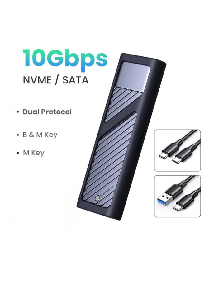 M2 SSD Case M.2 NVMe SATA SSD Enclosure Adapter 10Gbps USB 3.2 Gen2 USB C External Enclosure Supports M and BM Keys  - Image 1