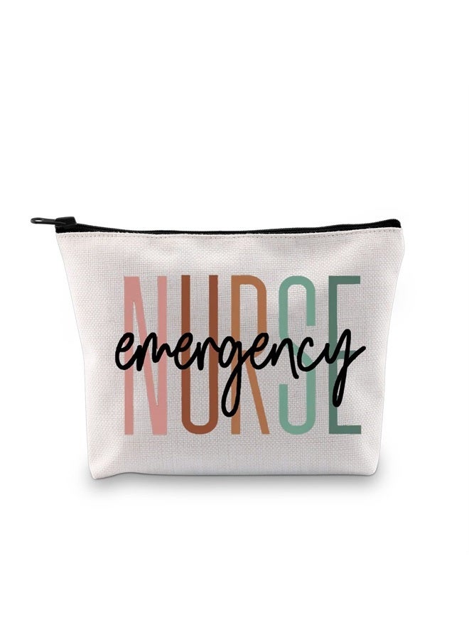 XYANFA Emergency Nurse Makeup Bag ER Nurse Gift NICU Nurse ICU Nurse Appreciation Gift Nursing School Student Graduation Cosmetic Bag (emergency NURSE)  - Image 1