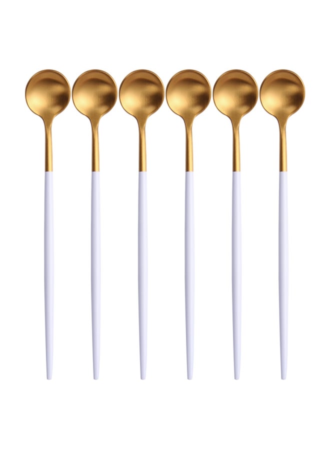 Loquat 6-Piece Iced Tea Spoon Set White/Gold 20centimeter - Image 1