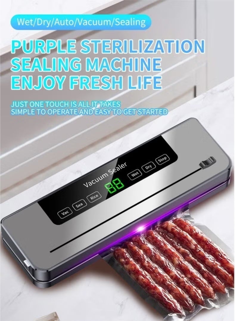 Vacuum Sealer Machines, Automatic Heat Sealing Machine for Food Packing& Fresh-keeping, with Dry &Moist 6 Modes, Ultraviolet Sterilization Smart Touch Screen - Image 2