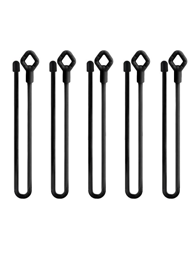 Loquat 5PCS 18-Inch Silicone Cable Tie with Holes, Reusable Steel-Core Silicone Twist Ties,Bundling and Holding Cord Tie for Indoor and Outdoor Use, Black - Image 1
