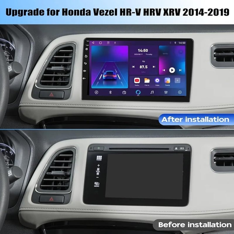 Vierex Fit Honda HR-V HRV Vezel Car Stereo Honda HRV Android Screen 2014-2020 Wireless CarPlay & Android Auto, GPS Navigation, BT DSP WIFI, FM AHD Camera (4+32GB 360D Cameras) - Image 3