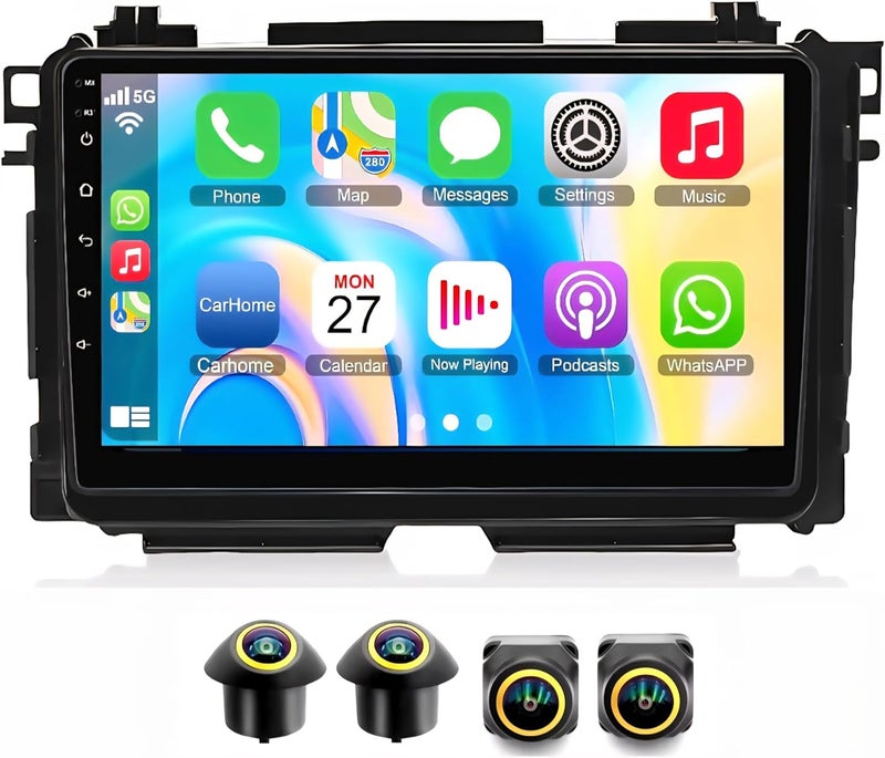 Vierex Fit Honda HR-V HRV Vezel Car Stereo Honda HRV Android Screen 2014-2020 Wireless CarPlay & Android Auto, GPS Navigation, BT DSP WIFI, FM AHD Camera (4+32GB 360D Cameras) - Image 1