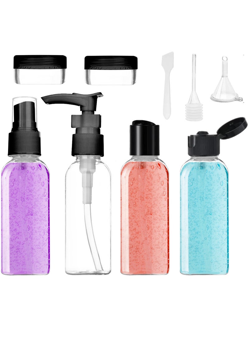 HYFY 6in1 Pack Clear Plastic Squeeze Bottles with Disc Top Flip Cap Plastic Bottle Travel Bottle Set Shampoo Lotions Body Soap Creams Travel Bottles for Toiletries Kit Refillable Dispenser  - Image 1