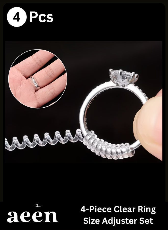 aeen 4-Piece Clear Ring Size Adjuster Set | Invisible Ring Guards for Loose Rings, Universal Fit Jewelry Sizers - Image 1