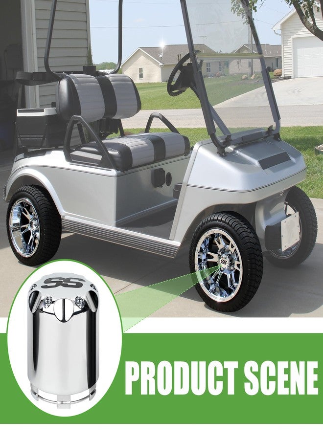 10 ال 0 ال غطاء مركزي لعجلات عربات الجولف العالمية 10L0L من الفولاذ المقاوم للصدأ لسيارات ياماها، وإيزي جو، وكلوب كار، 4 قطع (كروم) - Image 3