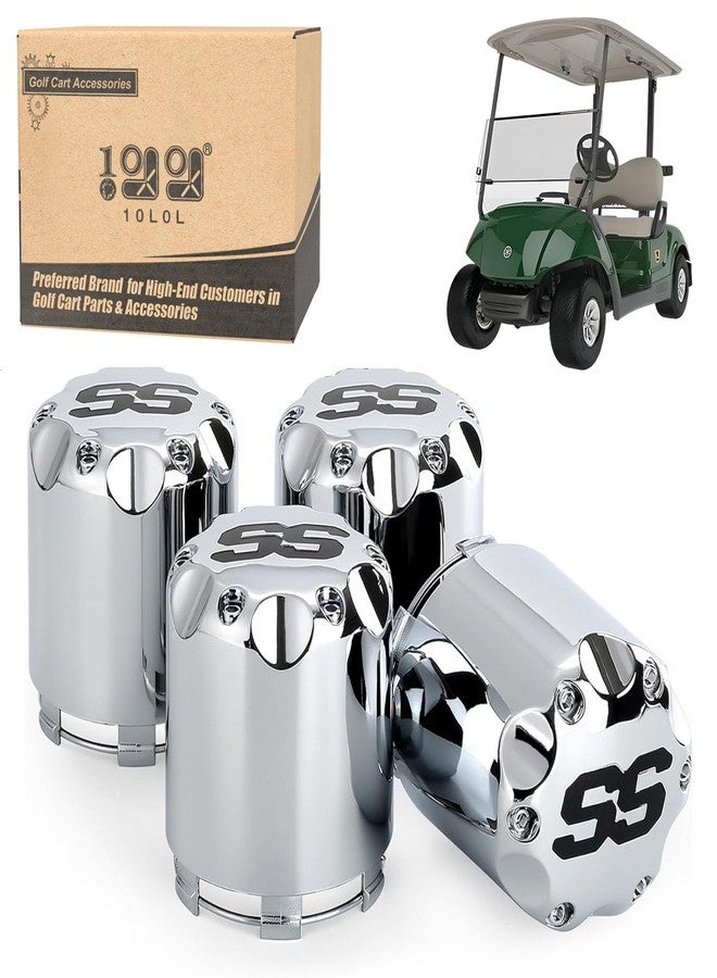 10 ال 0 ال غطاء مركزي لعجلات عربات الجولف العالمية 10L0L من الفولاذ المقاوم للصدأ لسيارات ياماها، وإيزي جو، وكلوب كار، 4 قطع (كروم) - Image 1