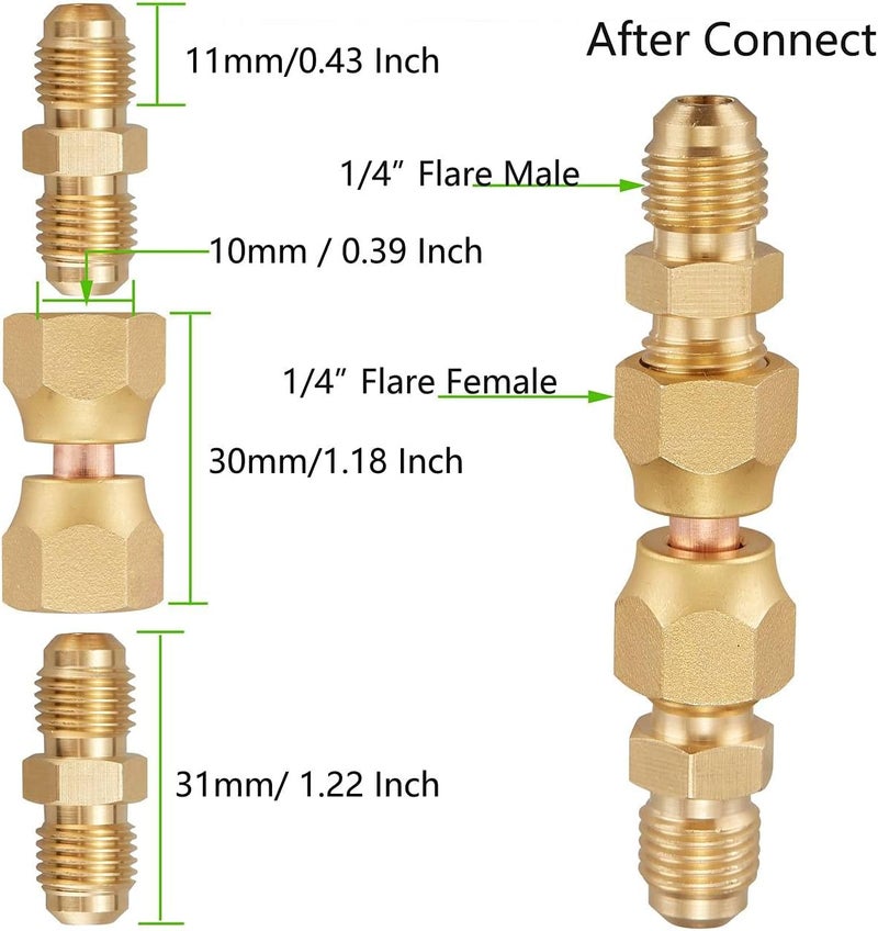 LitOrange 4 قطع محول ذكر نحاسي 1/4" و 2 قطع صمولة دوارة أنثوية نحاسية 1/4" - عبوة من 6 - Image 1