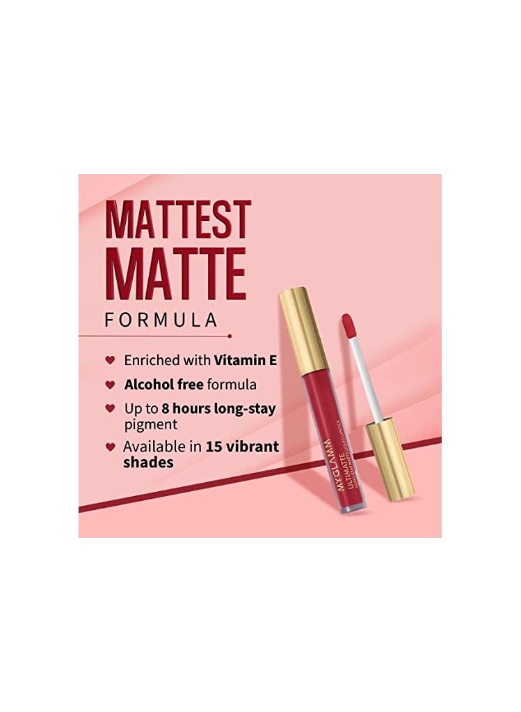 MyGlamm Ultimatte Long Stay Matte Liquid Lipstick-Crimson Starlet-2.5ml - Image 3
