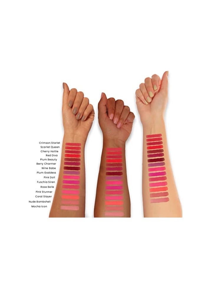 MyGlamm Ultimatte Long Stay Matte Liquid Lipstick-Crimson Starlet-2.5ml - Image 4