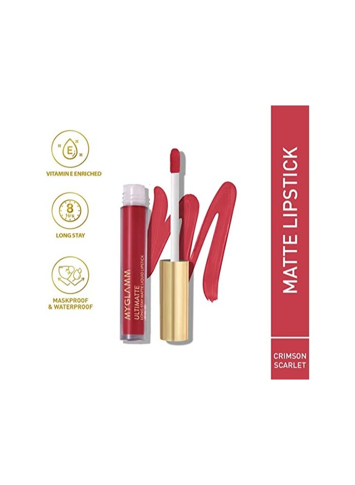 MyGlamm Ultimatte Long Stay Matte Liquid Lipstick-Crimson Starlet-2.5ml - Image 5