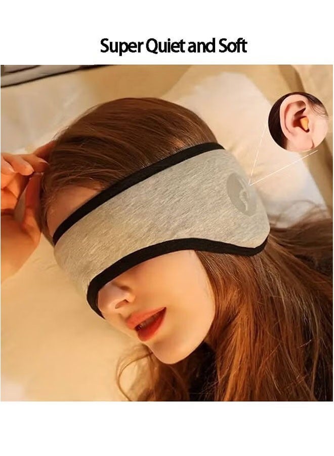 Generic Cotton Sleep Mask with Soundproof Ear Covers & Earplugs Set - Adjustable Comfortable Sleeping Eye Mask for Uninterrupted Rest, Noise Reduction Ear Protection, Essential Travel Accessory (grey) - Image 2