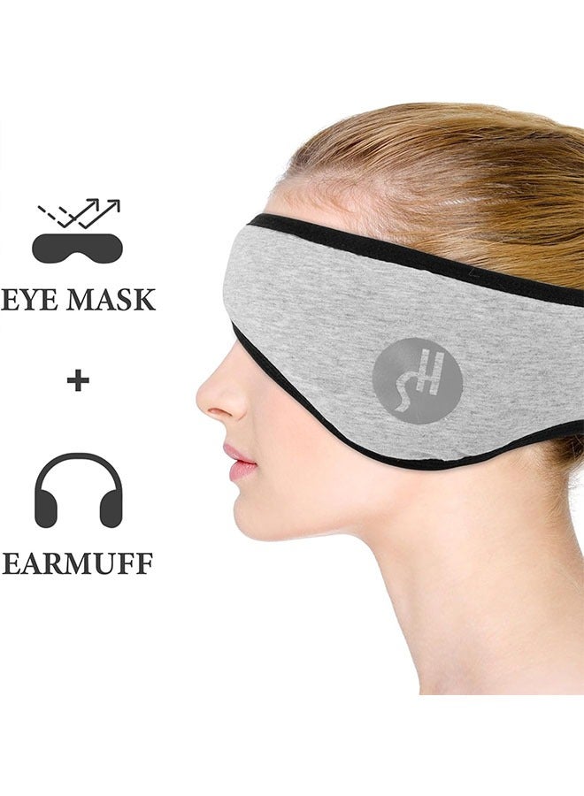 Generic Cotton Sleep Mask with Soundproof Ear Covers & Earplugs Set - Adjustable Comfortable Sleeping Eye Mask for Uninterrupted Rest, Noise Reduction Ear Protection, Essential Travel Accessory (grey) - Image 5