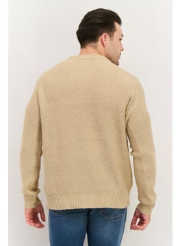 Threadbare Men Crew Neck Long Sleeve Knitted Sweater, Beige  - Image 4