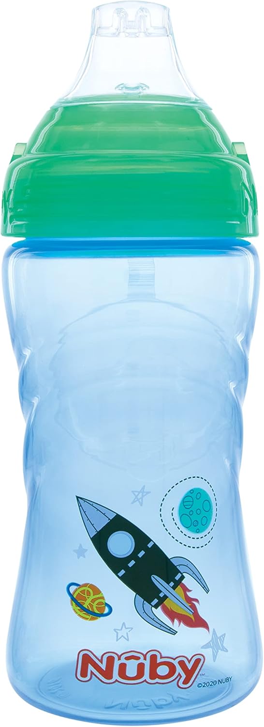 Nuby No Spill Printed Thirsty Kids NoSpill Sipit Sport Cup with Soft Spout and Lid  12oz  360 ml 12 Months Single Pack of 1 Print May Vary - Image 4