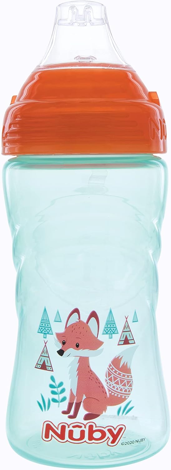Nuby No Spill Printed Thirsty Kids NoSpill Sipit Sport Cup with Soft Spout and Lid  12oz  360 ml 12 Months Single Pack of 1 Print May Vary - Image 2