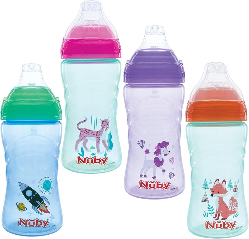 Nuby No Spill Printed Thirsty Kids NoSpill Sipit Sport Cup with Soft Spout and Lid  12oz  360 ml 12 Months Single Pack of 1 Print May Vary - Image 1
