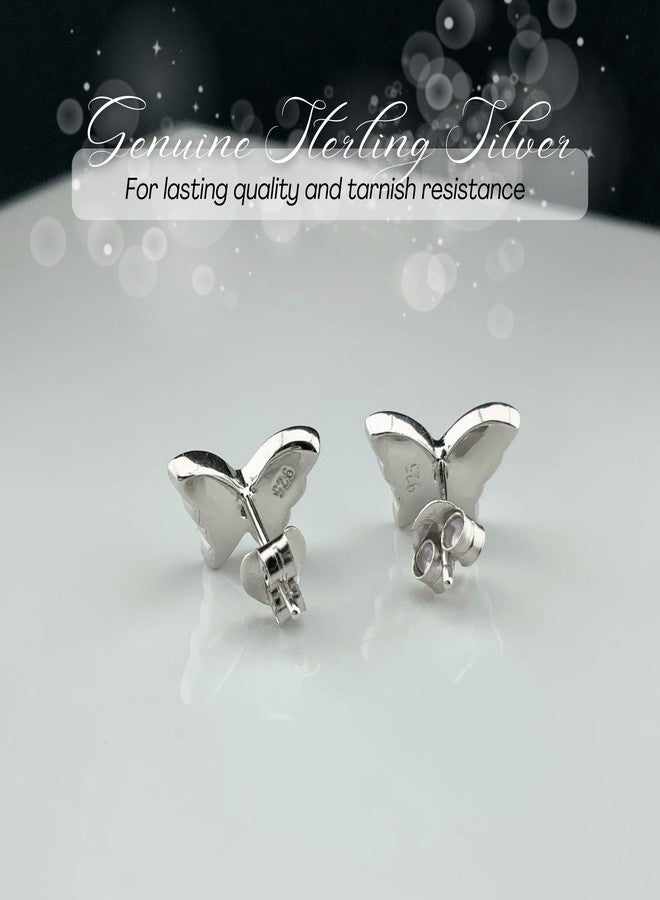 SilverCloseOut Rhodium Plated Sterling Silver Womens Cz Created Blue Opal Butterfly Stud Earrings Opal Butterfly Studs for Ladies - Image 5