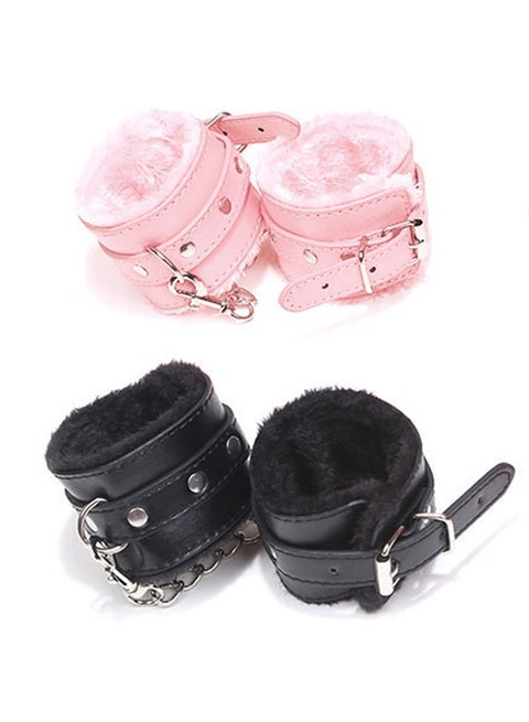 2 Pcs Black and pink Handcuffs Toy with Key for Masquerade or Themed Parties