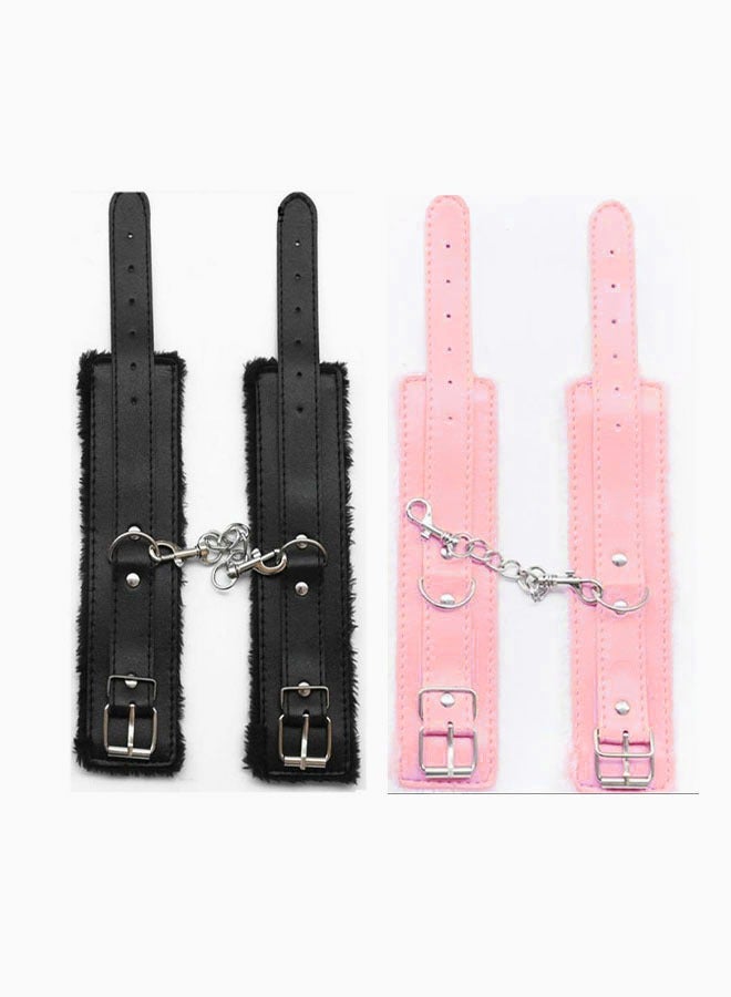 2 Pcs Black and pink Handcuffs Toy with Key for Masquerade or Themed Parties