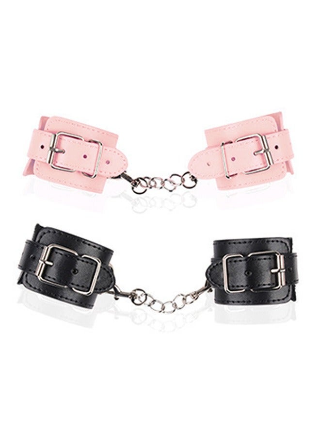 2 Pcs Black and pink Handcuffs Toy with Key for Masquerade or Themed Parties